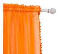 Elegant Comfort Lot de 2 Panneaux de Rideaux Semi-Transparents à Pompons avec Passe-Tringle de 5,1 cm - Rideaux Transparents Solides pour Salon, Chambre à Coucher, 101,6 x 213,4 cm (l x L), Orange