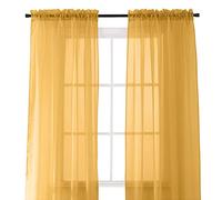 Elegant Comfort Lot de 2 Panneaux Transparents avec Passe-Tringle de 5,1 cm, Rideaux de fenêtre 101,6 cm de Large x 213,4 cm de Long, doré