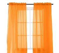 Elegant Comfort Lot de 2 Panneaux Transparents avec Passe-Tringle de 5,1 cm - Rideaux de fenêtre 152,4 cm de Large x 213,4 cm de Long - Orange