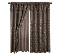 Elegant Comfort Lot de 2 Rideaux de fenêtre de Luxe en Jacquard avec cantonnière attachée et Revers Transparent, 137 x 213,4 cm, Rideaux victoriens avec Passe-Tringle pour Salon et Chambre à Coucher