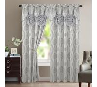 Elegant Comfort Lot de 2 Rideaux Luxueux avec cantonnière et Dossier Gris 137,2 x 213,4 cm