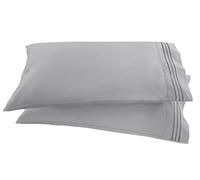 Elegant Comfort Lot de 2 taies d'oreiller brodées de qualité égyptienne 1500 fils au pouce carré, luxueuses, douces et soyeuses, résistantes aux plis et à la décoloration, taille standard/grand lit, argenté