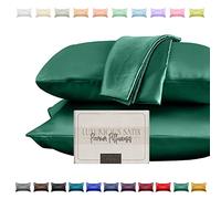 Elegant Comfort Lot de 2 taies d'oreiller en Satin Soyeux et Luxueux pour Une Peau et des Cheveux Plus sains, Fermeture éclair dissimulée et Joliment emballée, Ensemble de taies d'oreiller en Satin,