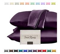 Elegant Comfort Lot de 2 taies d'oreiller en Satin Soyeux et Luxueux pour Une Peau et des Cheveux Plus sains, Fermeture éclair dissimulée et Joliment emballée, très Grand lit, Violet