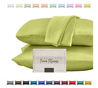 Elegant Comfort Lot de 2 taies d'oreiller en Satin Soyeux et Luxueux pour Une Peau et des Cheveux Plus sains, Fermeture éclair dissimulée et Joliment emballée, Ensemble de taies d'oreiller en Satin,