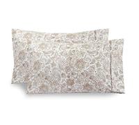 Elegant Comfort Lot de 2 taies d'oreiller imprimées de qualité égyptienne 1500 fils au pouce carré, design classique intemporel, tissage doux et lisse, infroissable, taie d'oreiller cachemire King size, taupe