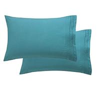 Elegant Comfort Lot de 2 taies d'oreiller Ultra Douces en Microfibre 1500 de qualité hôtelière doublement brossée, Infroissable, Taille Standard/Grand lit, Turquoise