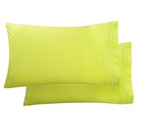 Elegant Comfort Lot de 2 taies d'oreiller Ultra Douces en Microfibre de qualité égyptienne de 1500 Fils au Pouce carré, Double brossage, Infroissable, très Grand lit, Vert Citron