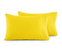 Elegant Comfort Lot de 2 taies d'oreiller Ultra Douces en Microfibre de qualité hôtelière 1500 de qualité hôtelière Double brossée, Infroissable, Taille Standard/Grand lit, Jaune