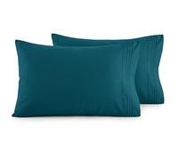 Elegant Comfort Lot de 2 taies d'oreiller Ultra Douces en Microfibre de qualité hôtelière 1500 de qualité hôtelière Double brossée, Infroissable, très Grand lit, Bleu Sarcelle Marine