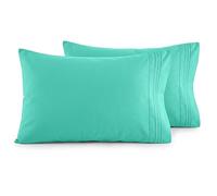 Elegant Comfort Lot de 2 taies d'oreiller Ultra Douces en Microfibre de qualité hôtelière 1500 de qualité hôtelière Double brossée, Infroissable, très Grand lit, Bleu Sarcelle paradisiaque