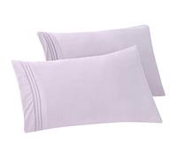 Elegant Comfort Lot de 2 taies d'oreiller Unies 1500 en Microfibre de qualité hôtelière - Tissage Lisse, résistant aux Plis et aux Taches, Facile à Enfiler, taie d'oreiller Standard/Grand lit, Lilas