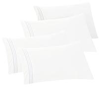 Elegant Comfort Lot de 4 taies d'oreiller Unies de qualité égyptienne de 1500 Fils, faciles d'entretien, Tissage Lisse, résistantes aux Plis et aux Taches, faciles à Enfiler, pour très Grand lit,