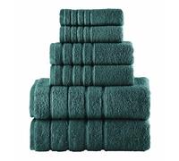 Elegant Comfort Lot de 6 Serviettes de Bain 4 Lignes en Viscose à Rayures, 100% Coton Turc, très absorbantes, Comprend 2 débarbouillettes, 2 essuie-Mains et 2 Serviettes de Bain (Vert Chasseur)
