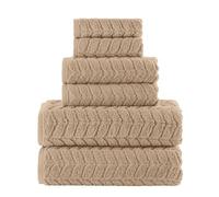 Elegant Comfort Lot de 6 Serviettes de Luxe 100% Coton Turc tressé texturé de qualité hôtelière, Douces et absorbantes, Comprend 2 Serviettes de Bain, 2 essuie-Mains et 2 débarbouillettes, Taupe