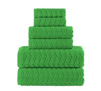 Elegant Comfort Lot de 6 Serviettes de Luxe 100% Coton Turc tressé texturé de qualité hôtelière, Douces et absorbantes, Comprend 2 Serviettes de Bain, 2 essuie-Mains et 2 débarbouillettes, Vert
