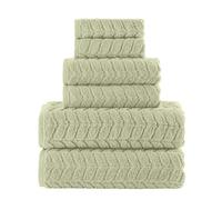 Elegant Comfort Lot de 6 Serviettes de Luxe 100% Coton Turc tressé texturé de qualité hôtelière, Douces et absorbantes, Comprend 2 Serviettes de Bain, 2 essuie-Mains et 2 débarbouillettes, Vert Jade