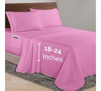 Elegant Comfort Luxurious 1500 Htel Premium Quality de qualite Microfibre 4 pieces Ensemble de 18-24 pouces de profondeur - Feuilles de poche pr