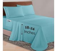 Elegant Comfort Luxurious 1500 Premium Hotel Quality Microfiber 4-Piece Sheet Set, 18-24 inches Deep - Extra Deep Pocket Sheets - Ultra Soft 4PC Deep Pocket Sheets, King, Aqua Blue