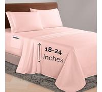 Elegant Comfort Luxurious 1500 Premium Hotel Quality Microfiber 4-Piece Sheet Set, 18-24 inches Deep - Extra Deep Pocket Sheets - Ultra Soft 4PC Deep Pocket Sheets, King, Blush