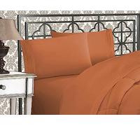 Elegant Comfort Luxurious 1500 Premium Hotel Quality Microfiber Three Line Embroidered Softest 4-Piece Bed Sheet Set, Wrinkle and Fade Resistant, California King, Coral