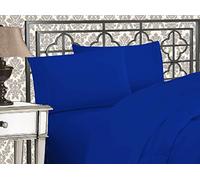 Elegant Comfort Luxurious 1500 Thread Count Egyptian Three Line Embroidered Softest Premium Hotel Quality 4-Piece Bed Sheet Set, Wrinkle and Fade Resistant, California King, Royal Blue
