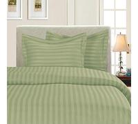 Élégant Comfort Meilleur, Plus douce, Cosiest 3 pièces Housse de couette Définit. - 1500 fils en coton égyptien de qualité Luxueux résistant aux Rides Damas 3 pièces à rayures Housse de couette Set, Full/Queen, Sage/vert