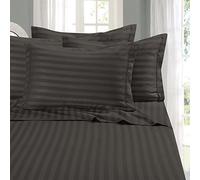 Elegant Comfort Meilleur, Plus Douce, Cosiest 6 pièces Drap Définit. - 1500 Fils en Coton égyptien de qualité Luxueux résistant aux Rides de Damas Stripe Drap de lit 6 pièces, complète Gris