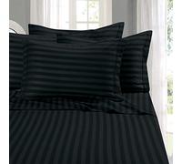 Elegant Comfort Meilleur, Plus Douce, Cosiest 6 pièces Drap Définit. - 1500 Fils en Coton égyptien de qualité Luxueux résistant aux Rides de Damas Stripe Drap de lit 6 pièces, Full Noir