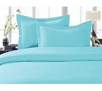 Elegant Comfort Parure de lit 3 pièces en Microfibre de qualité hôtelière 1500, Infroissable et résistante à la décoloration, lit Double/Grand lit, Turquoise