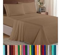 Elegant Comfort Parure de lit 4 pièces 1500 Fils/cm² de qualité égyptienne Douce et Soyeuse Taupe