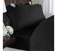 Elegant Comfort Parure de lit 4 pièces de 1500 Fils au Pouce carré, Infroissable, qualité égyptienne Ultra Douce, Poche Profonde jusqu'à 40,6 cm, Nombreuses Tailles et Couleurs, lit Double, Noir
