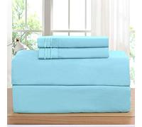 Elegant Comfort Parure de lit 4 pièces de Luxe à Contexture de 1500 Fils au Pouce carré, résistante aux Plis, à la décoloration et aux Taches, Poche Profonde, pour très Grand lit, Bleu Turquoise