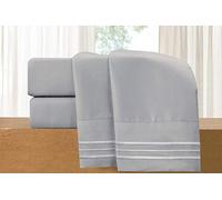 Elegant Comfort Parure de lit 4 pièces de Luxe en Microfibre de qualité égyptienne de 1500 Fils au Pouce carré, Infroissable, fraîche et Respirante, Ajustement élastique Facile, Grand lit, Gris