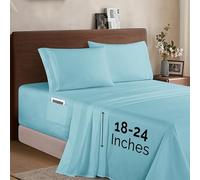 Elegant Comfort Parure de lit 4 pièces de Luxe en Microfibre de qualité hôtelière 1500, Douce, élastique Tout Autour, 45,7 à 61 cm de Profondeur, draps à Poches très Profondes, Grand lit, Turquoise