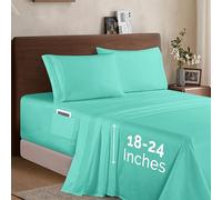 Elegant Comfort Parure de lit 4 pièces de Luxe en Microfibre de qualité hôtelière 1500, Douce, élastique Tout Autour, 45,7 à 61 cm de Profondeur, draps à Poches très Profondes, Grand lit, Bleu