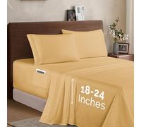 Elegant Comfort Parure de lit 4 pièces de Luxe en Microfibre de qualité hôtelière 1500, Douce, élastique Tout Autour, 45,7 à 61 cm de Profondeur, draps à Poches très Profondes, Grand lit, Camel doré