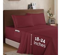 Elegant Comfort Parure de lit 4 pièces de Luxe en Microfibre de qualité hôtelière 1500, Douce, élastique Tout Autour, 45,7 à 61 cm de Profondeur, draps à Poches très Profondes, Grand lit, Bordeaux