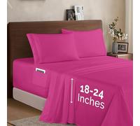 Elegant Comfort Parure de lit 4 pièces de Luxe en Microfibre de qualité hôtelière 1500, Douce, élastique Tout Autour, 45,7 à 61 cm de Profondeur, draps à Poches très Profondes, Grand lit, Rose Vif