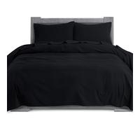 Elegant Comfort Parure de lit 4 pièces Douce en Flanelle 100% Coton Turc, de qualité supérieure, Drap-Housse à Poches Profondes, Ultra Doux, Confortable, Chaud et Anti-Bouloches, lit Double, Noir