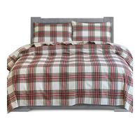 Elegant Comfort Parure de lit 4 pièces Douce en Flanelle 100% Coton Turc, de qualité supérieure, Drap-Housse à Poches Profondes, Ultra Doux, Confortable, Chaud et Anti-Bouloches, lit Double, Carreaux