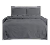 Elegant Comfort Parure de lit 4 pièces Douce en Flanelle 100% Coton Turc, Drap-Housse à Poches Profondes, Ultra Doux, Confortable et Chaud, très Grand lit, Gris