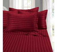 Elegant Comfort Parure de lit 4 pièces, Douce et Confortable, en Microfibre de qualité hôtelière 1500, Infroissable, à Rayures damassées, pour lit Simple XL, Bordeaux