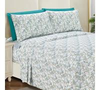 Elegant Comfort Parure de lit 4 pièces Douce et Confortable, en Microfibre de qualité hôtelière 1500, Poche Profonde, Infroissable, à Motif Cachemire, pour lit Simple XL, Bleu Sarcelle Cachemire