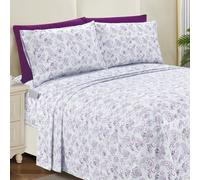Elegant Comfort Parure de lit 4 pièces Douce et Confortable, en Microfibre de qualité hôtelière 1500, Poche Profonde, Infroissable, à Motif Cachemire, pour lit Simple XL, Violet Cachemire