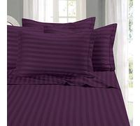 Elegant Comfort Parure de lit 4 pièces, Douce et Confortable, en Microfibre de qualité hôtelière, 600 Fils/cm², Infroissable, pour lit Double XL, Rayures damassées, Aubergine/Violet