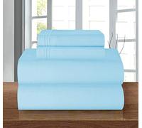 Elegant Comfort Parure de lit 4 pièces Douce, résistante aux Plis et à la décoloration, Poche Profonde jusqu'à 40,6 cm, pour lit Double, Turquoise