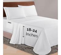 Elegant Comfort Parure de lit 4 pièces en Microfibre de qualité hôtelière 1500 Fils, pour Matelas de 45,7 à 61 cm, draps à Poche très Profonde, Ultra Doux, Queen-Size, Blanc