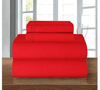 Elegant Comfort Parure de lit 4 pièces en Microfibre de qualité hôtelière 1500, Infroissable, Drap-Housse avec élastique Tout Autour, Poche Profonde mesurant jusqu'à 40,6 cm, lit Double, Rouge