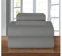 Elegant Comfort Parure de lit 4 pièces en Microfibre de qualité hôtelière 1500, Infroissable, Drap-Housse avec élastique Tout Autour, Poche Profonde jusqu'à 40,6 cm, lit Simple/lit Simple XL, Gris
